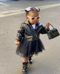 Black Rocker Tutu Dress with Leather Jacket in size 9 months to 5 years