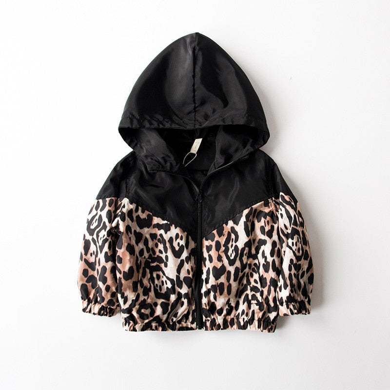 Girls Leopard Hoodie Jacket