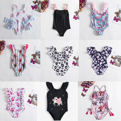 Black Unicorn Baby Girls Fancy One-piece Swimsuit 1-5Yrs