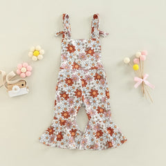 Flower Power - Baby Girl Jumpsuits Flare Bell Bottoms , Nude Multi.