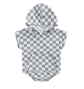 Boys Oversized Skater Romper - Checkerboard Print.