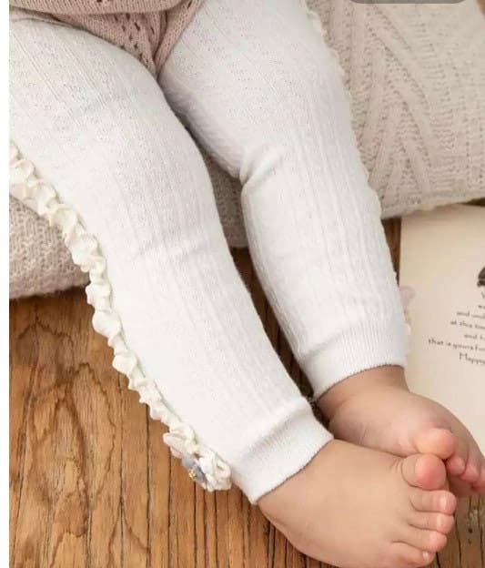 Baby Toddler Leggings with Flower Detail.