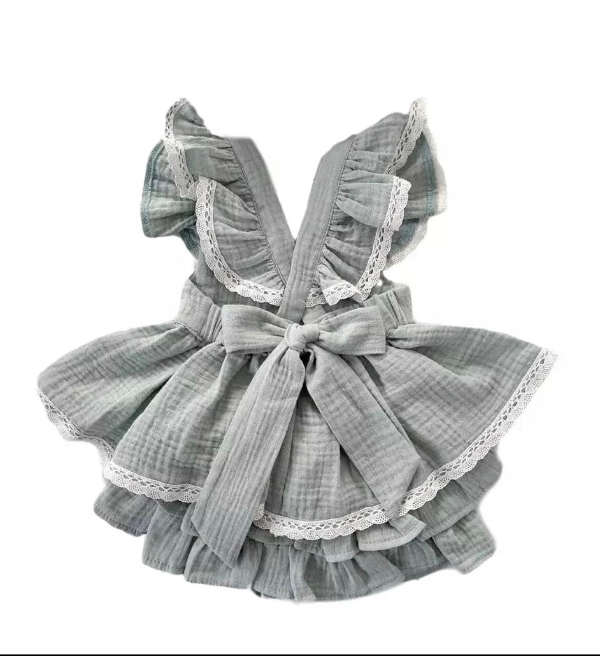 Muslin Lace Ruffle Vintage Romper Set with Bloomers.