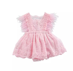 Winona Feather Romper - Pink.