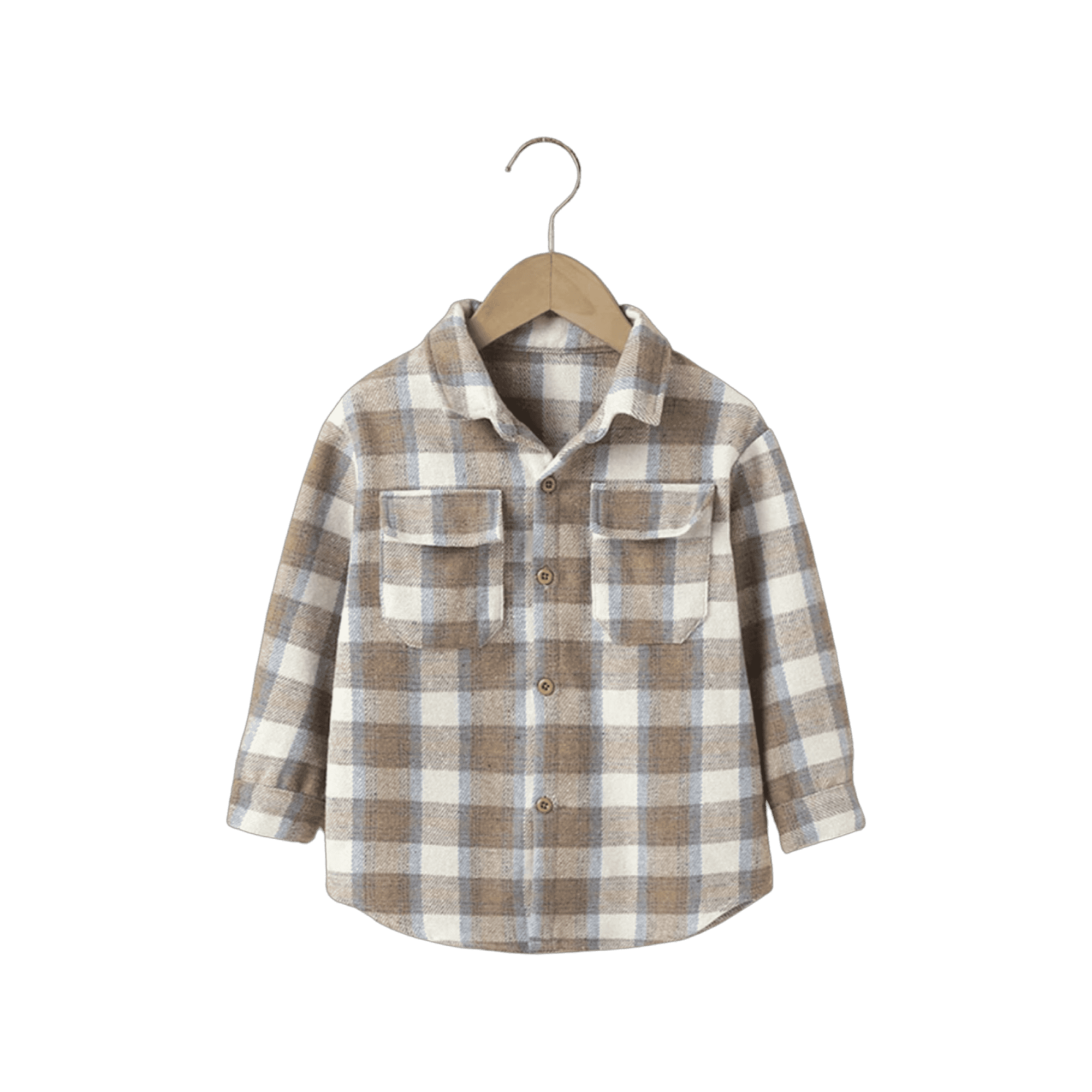 Boys Brushed Cotton Check Shirt Jacket - Natural.