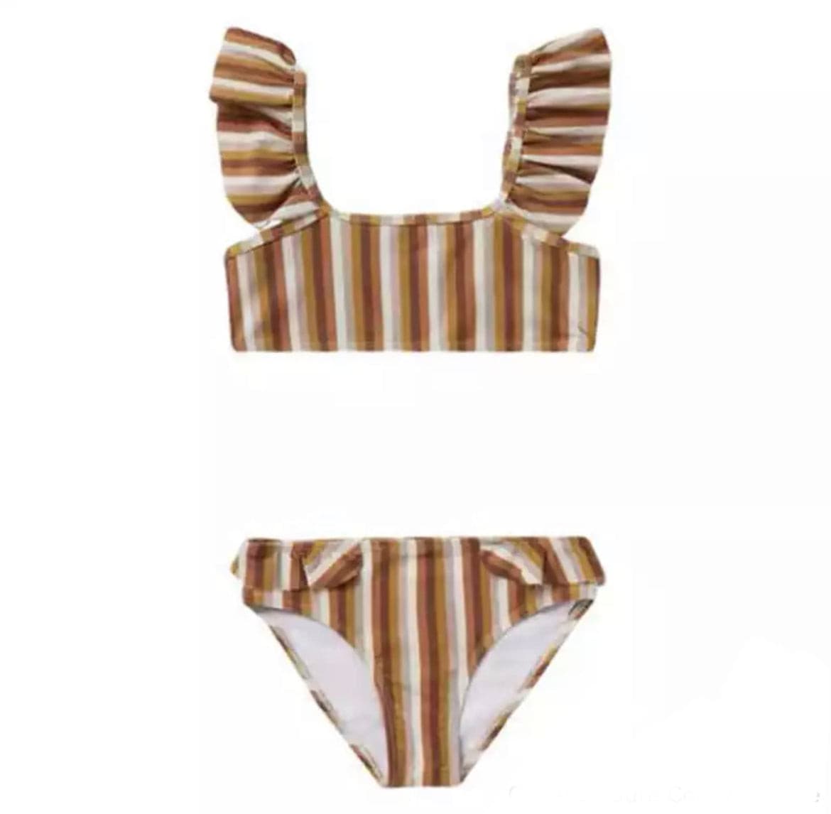 Girls Swimsuit Bikini , Stripes + Frill Straps , from 12 months-12 years.