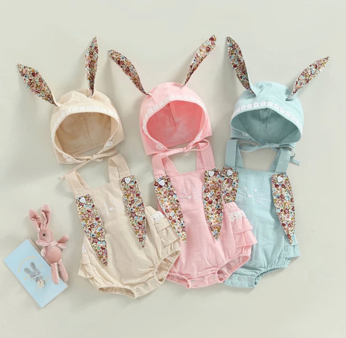 Bunny Romper & Matching Hat - Pink.