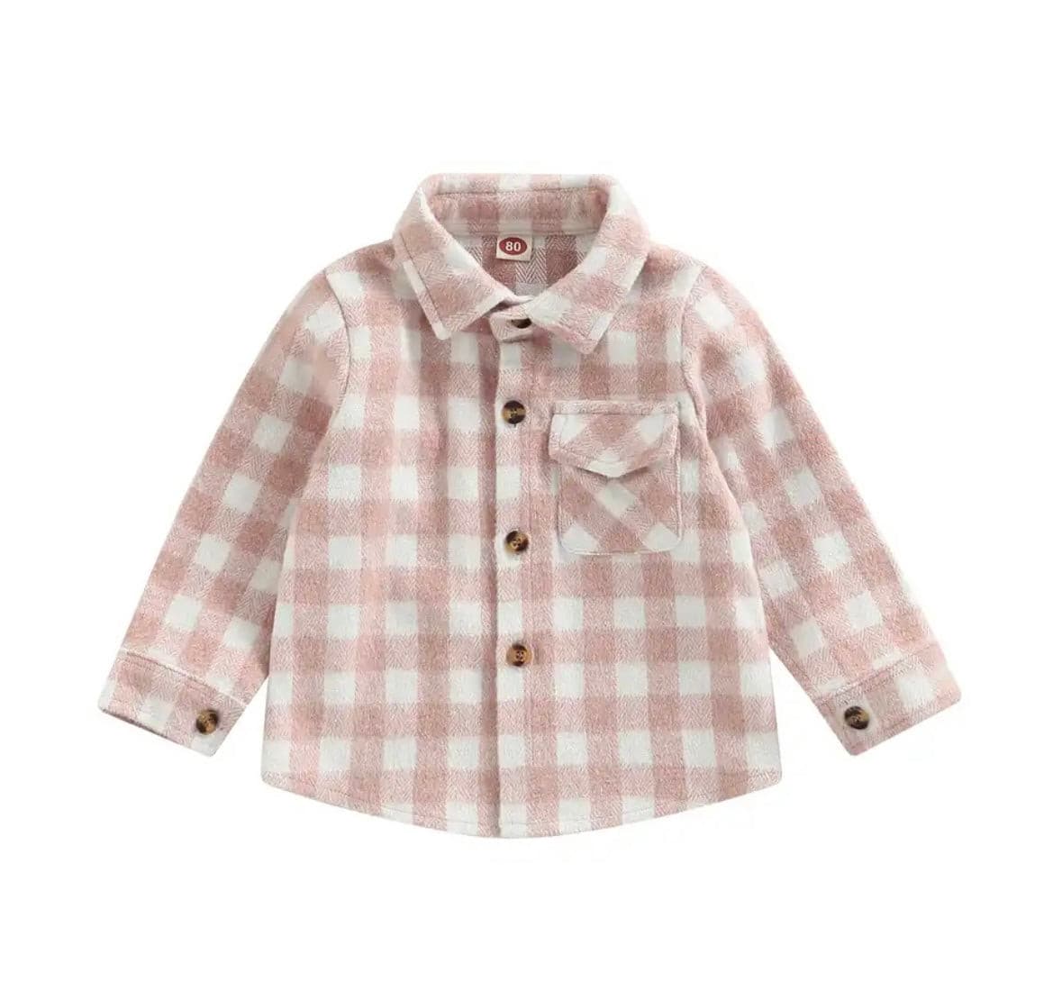 Girls Plaid Cotton Shirt - Pink Check.
