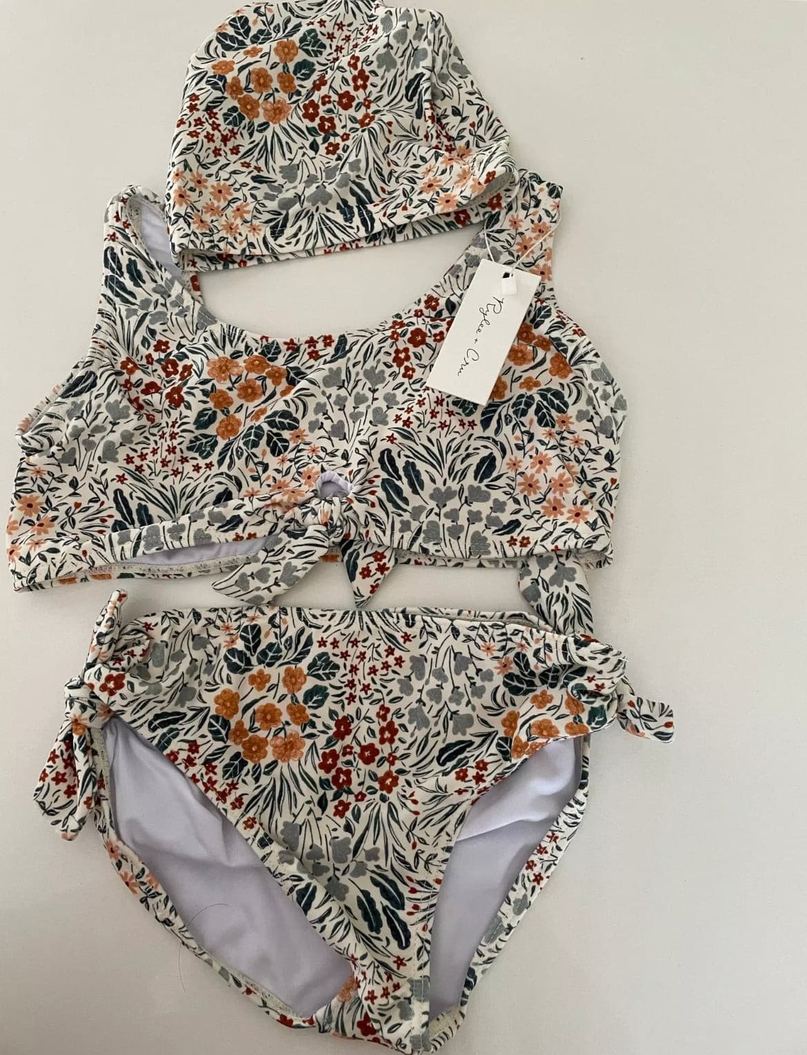 Toddler Girls Swimsuit Bikini , Blue Florals, from 12 months-12 years.