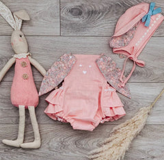 Bunny Romper & Matching Hat - Pink.