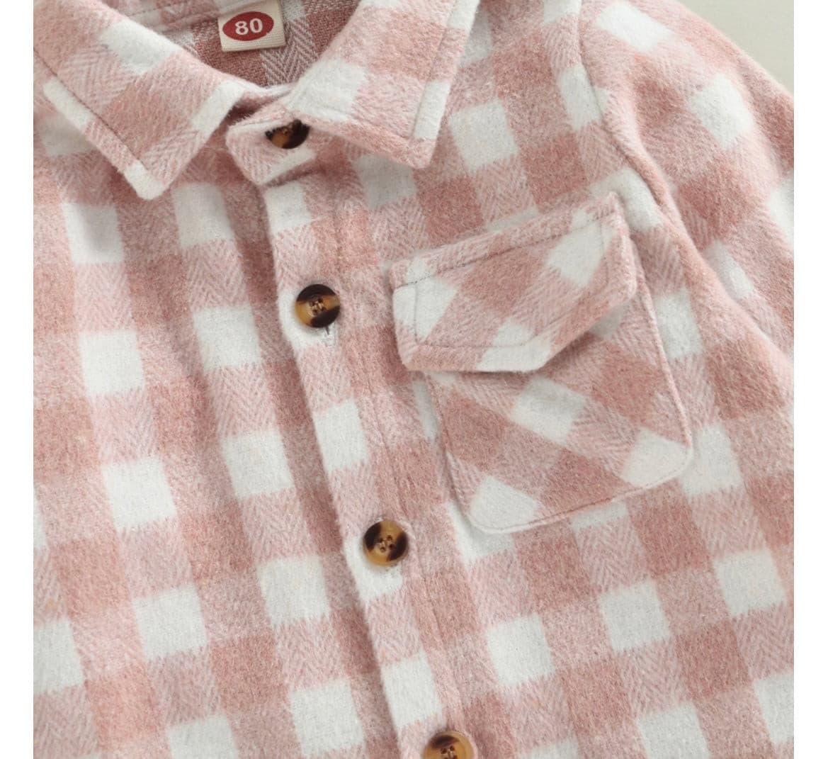 Girls Plaid Cotton Shirt - Pink Check.