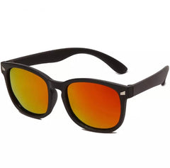 Ultra Flexible Polarised Sunglasses - Black with Orange Mirror.