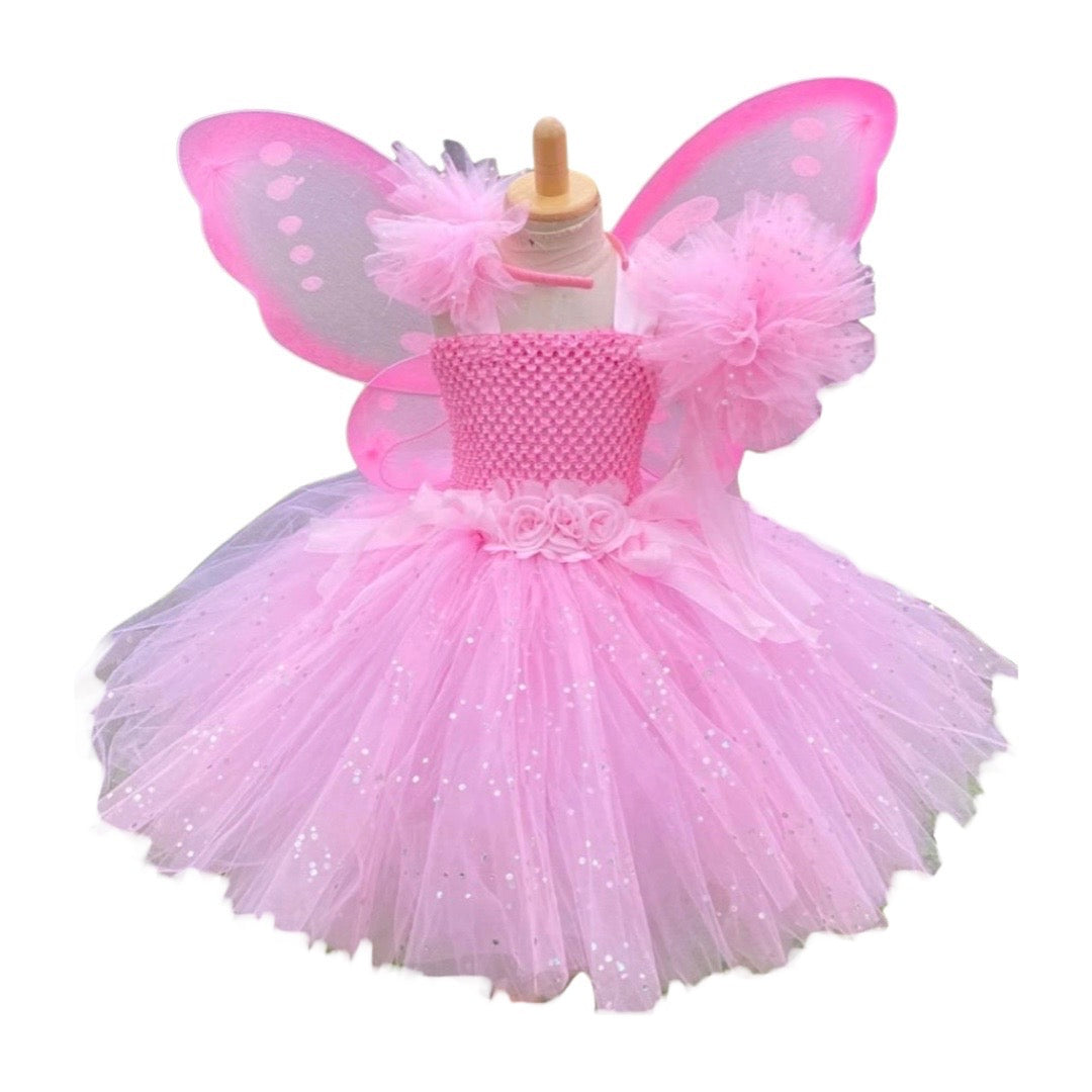 Pink Fairy - Children Fairy Costume, Girls Fairy Costume with Wings, F Pink Fairy - Children Fairy Costume, Girls Fairy Costume with Wings, F