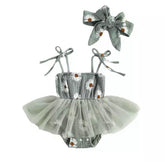 Tutu Daisy Romper - Vintage Mint.
