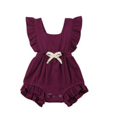Lilly- Cotton Muslin Romper , Grape.