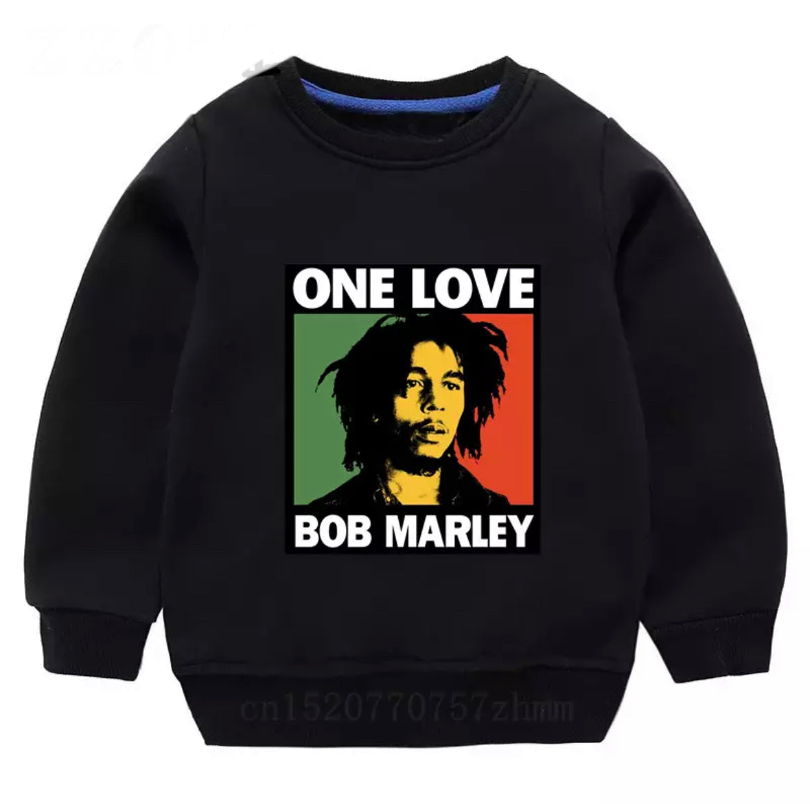 Kids Bob Marley Crewneck - One Love , Black.