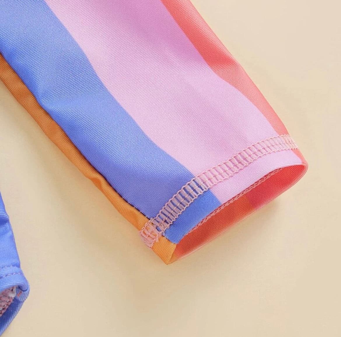 Girls Rainbow Long Sleeve Frill UV suit - Rainbow Multi.
