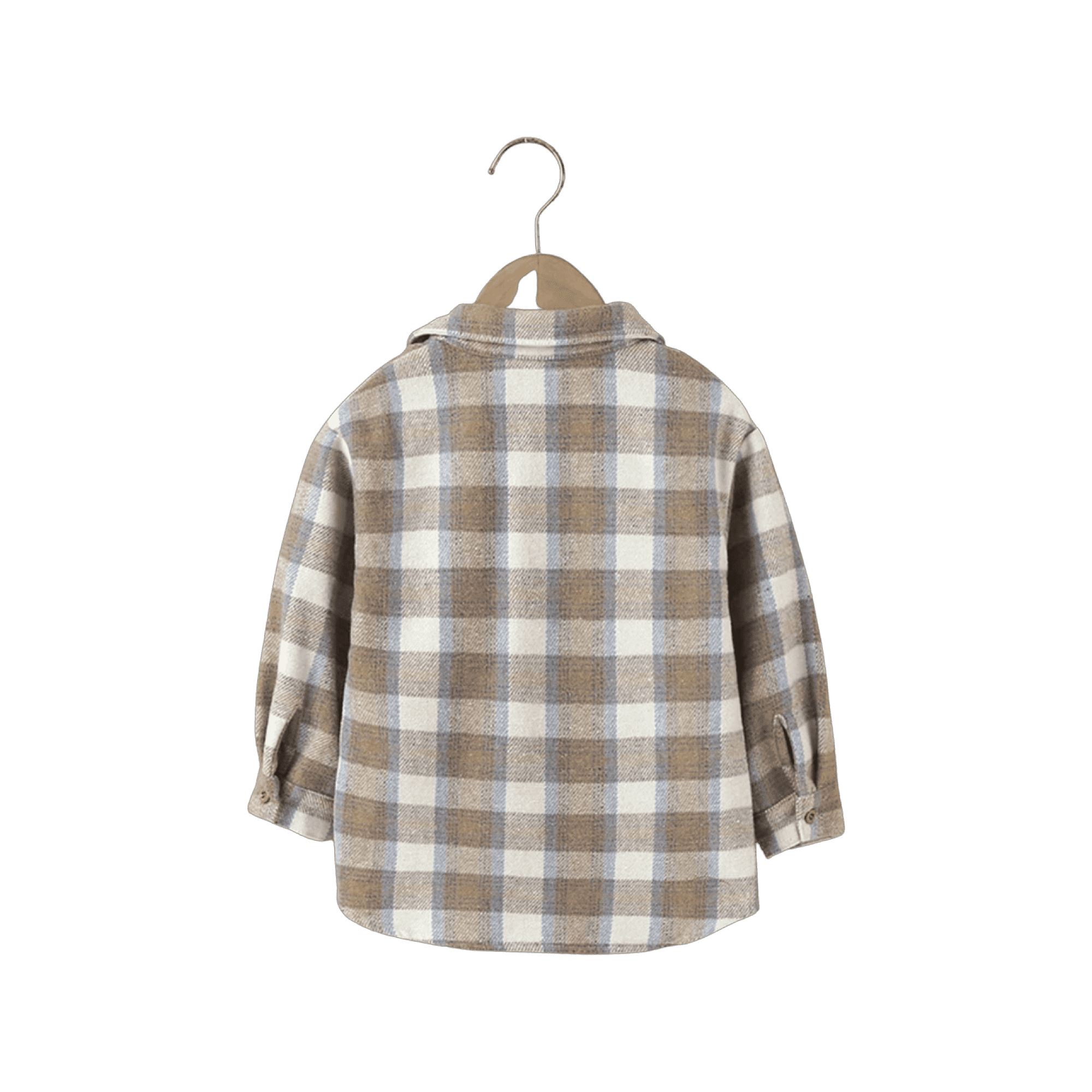 Boys Brushed Cotton Check Shirt Jacket - Natural.