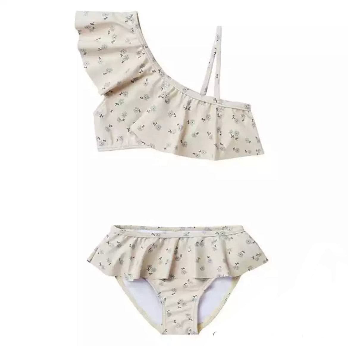 Girls Swimsuit Bikini , Floral Asymmetrical Frill Straps , from 12 months-12 years.