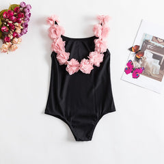 TropicalFlower Ruffle Scoop Back Swimsuit - Baby Girls Fancy One-piece Swimsuit 1-5Yrs