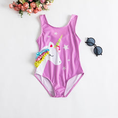 Pink Unicorn Girls Fancy One-piece Swimsuit 1-5Yrs