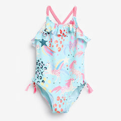 Blue Unicorn Bathers - Girls Fancy One-piece Swimsuit 1-5Yrs