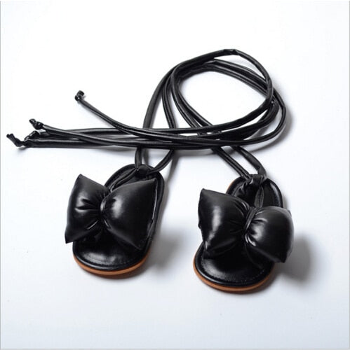 Puff Bow Sandal for Baby Girl - Black.