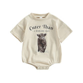 Cuter Than A Highland Calf - Trendy Oversize Cowboy Tee Romper Suit