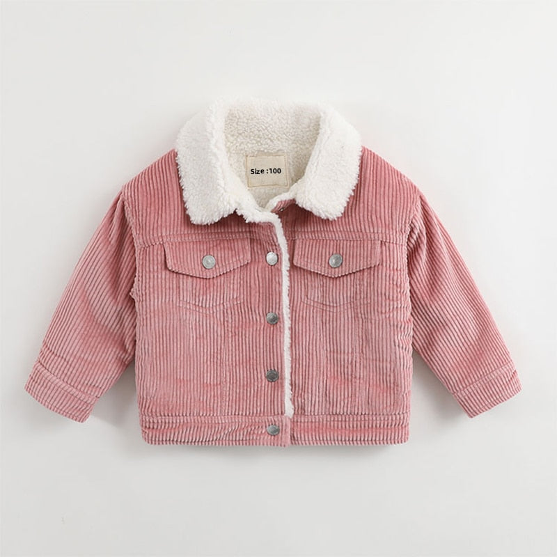 Unisex Toddler Jacket - Corduroy and Sherpa Kids Jacket, Color - pink