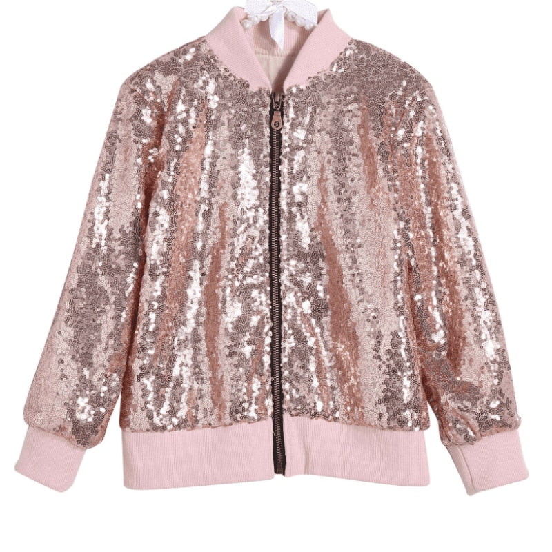 Girls Sequin Jacket - Pink Sequin