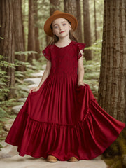 3-14 years Girls Lace Boho Long Dresses, Flower Girls Dress