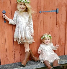 Girls Boho Crushed Velvet Tassel Dress , Toddler Flower Girl Dress Velvet