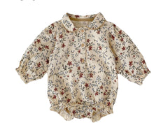 Louise - Boho Baby Blouse - Pretty Flower Cotton Romper