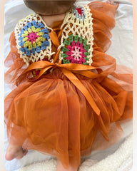 Crochet Bohemian Romper Dress , Baby Girl Newborn to 3 years