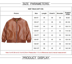 Boys Leather Jacket - Tan , Color