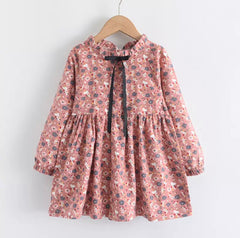 Mary - Girls Long Sleeve Dresses 2-8 Years - Floral , 4 Colours