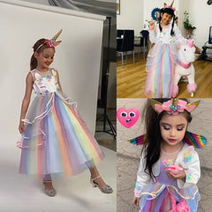 Dreamy Girls Kids Unicorn Party Dress - 4 Colours & Styles