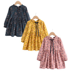 Mary - Girls Long Sleeve Dresses 2-8 Years - Floral , 4 Colours