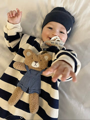 Baby Bear Striped Jumpsuit , Color - Navy