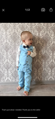 Monaco - Baby Boy Linen Look Suit Set, Blue
