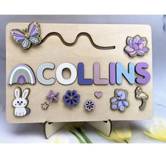 Pastel Personalized Custom First Name Wooden Puzzle , Educational Toys For Toddlers
