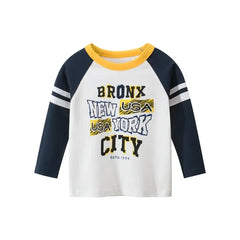 Kids Boys Rugby Print Cotton Long Sleeve Tees for 2-9 years