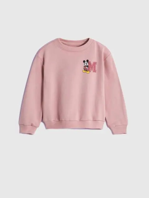 Toddler Girls Pink Jumper - Cartoon Print Crewneck Pullover Cartoon Clothes