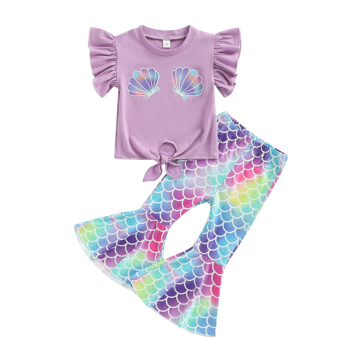 Girls Mermaid Crop Tops and Flared Pant Set 1-6T