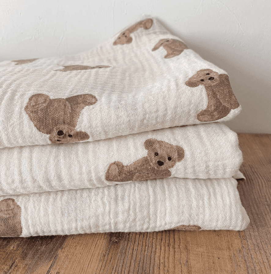 Teddy Bear Muslin Swaddle.