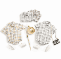 Marcus - Baby Boys Cotton Fine Checks Shirt Romper.