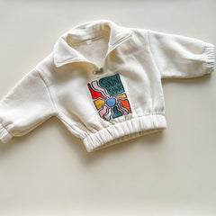 Earth Day Tracksuit Set  Half-Zip Fleece  - Ivory Milk