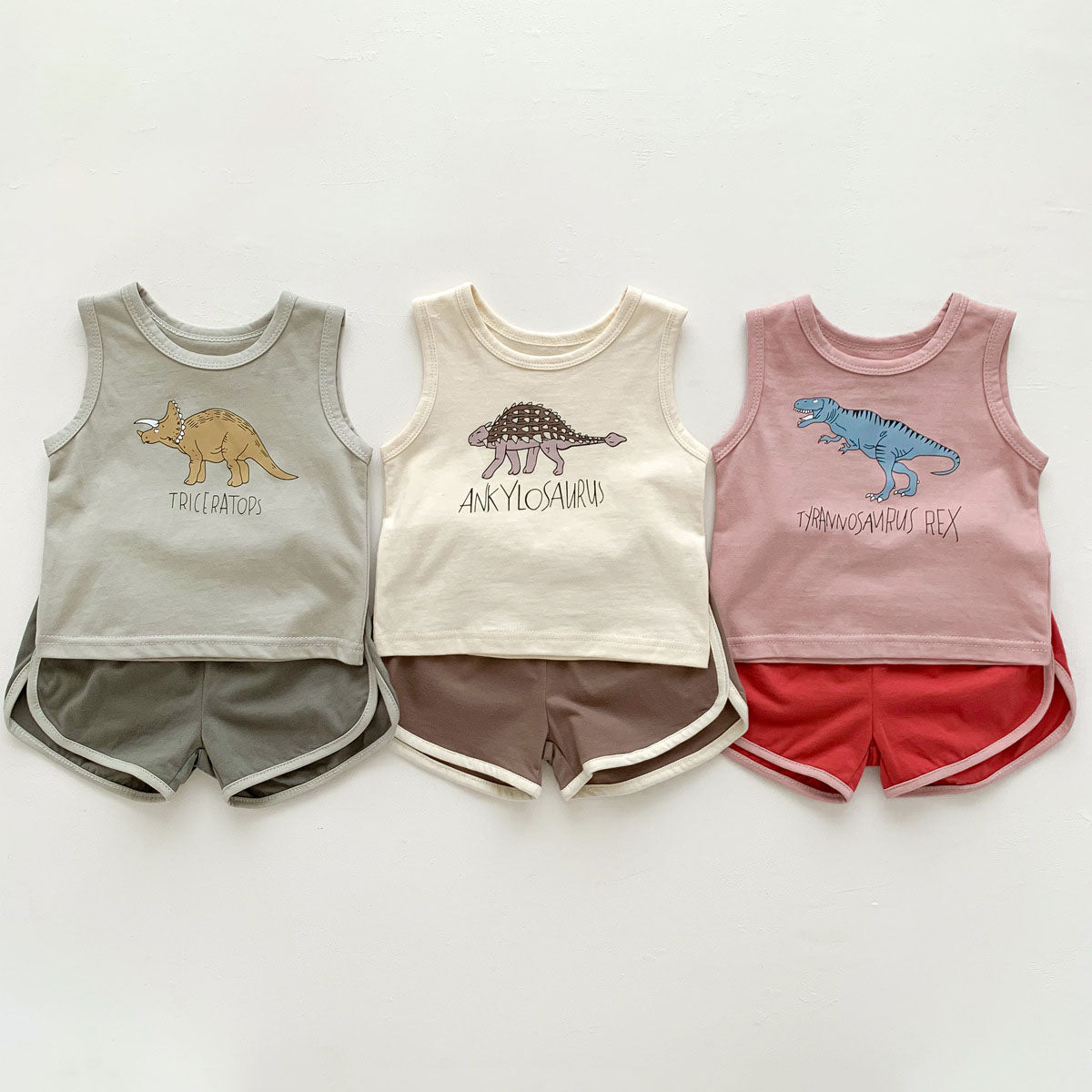 Dinosaur Tank & Short Set, Unisex  - 2 Pieces Summer.