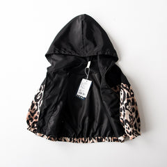 Girls Leopard Hoodie Jacket