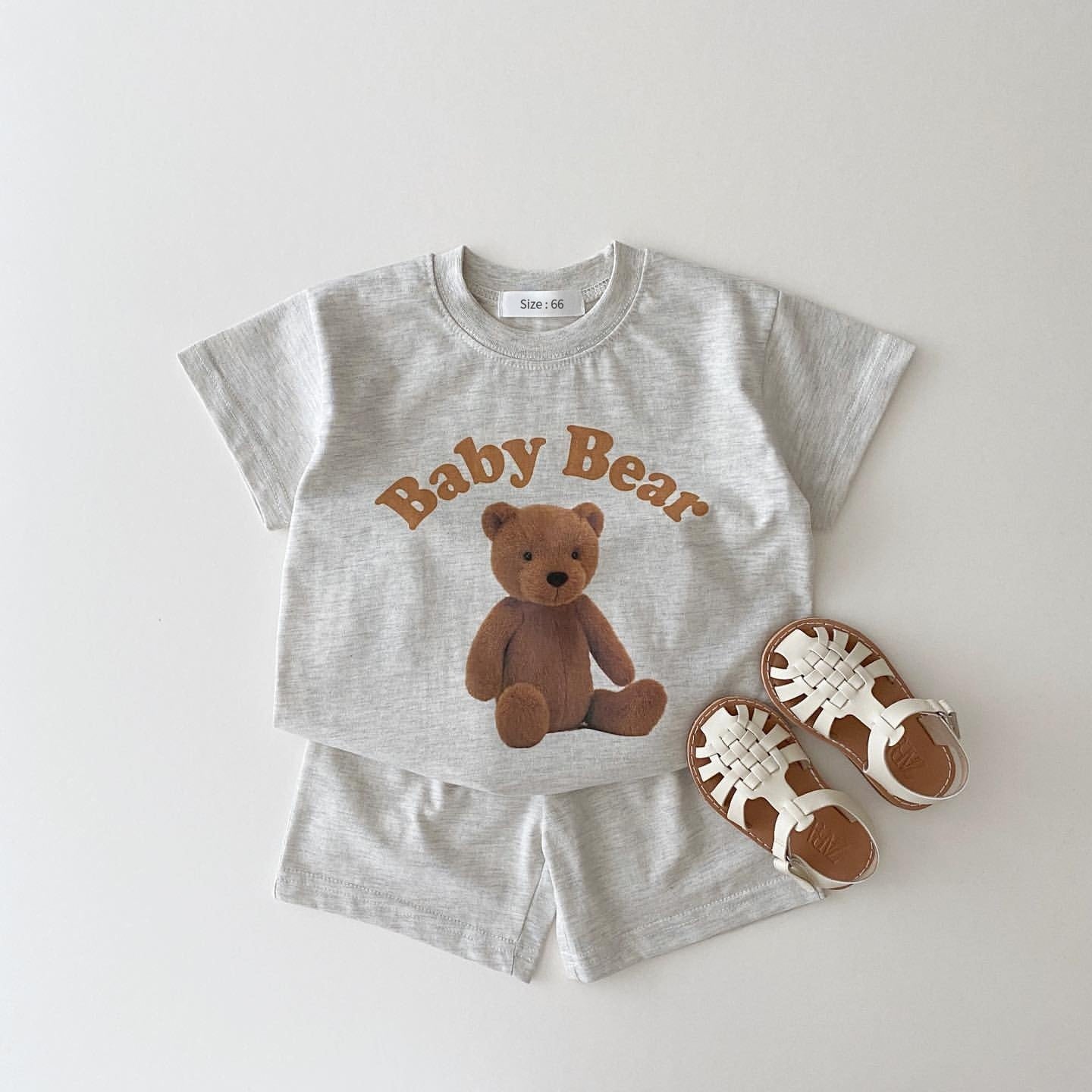 Riley - Pure Cotton Tee & Shorts Set ; Available in Baby Rabbit, Baby Bear, Baby Lion or Baby Dinosaur -.